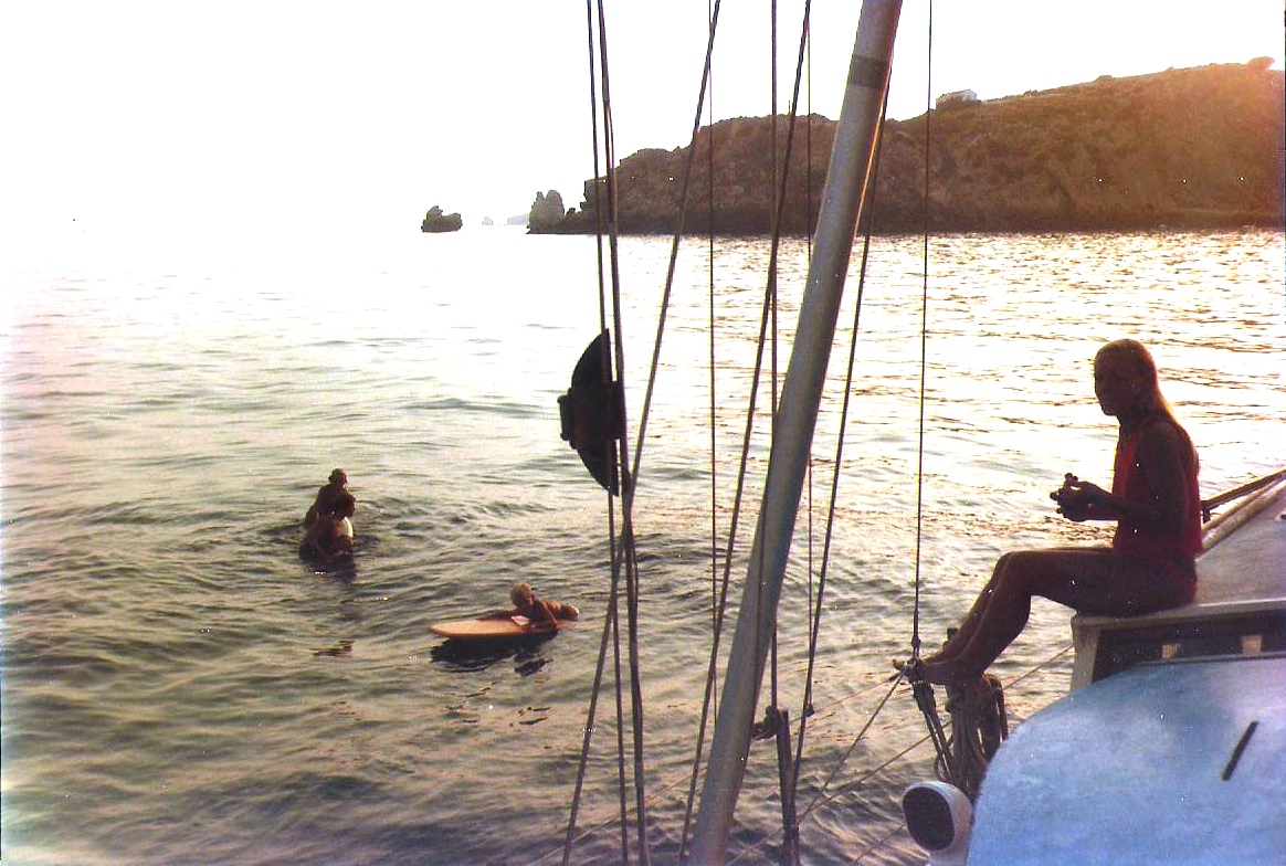 An evening dip at anchor off southern Spain.
