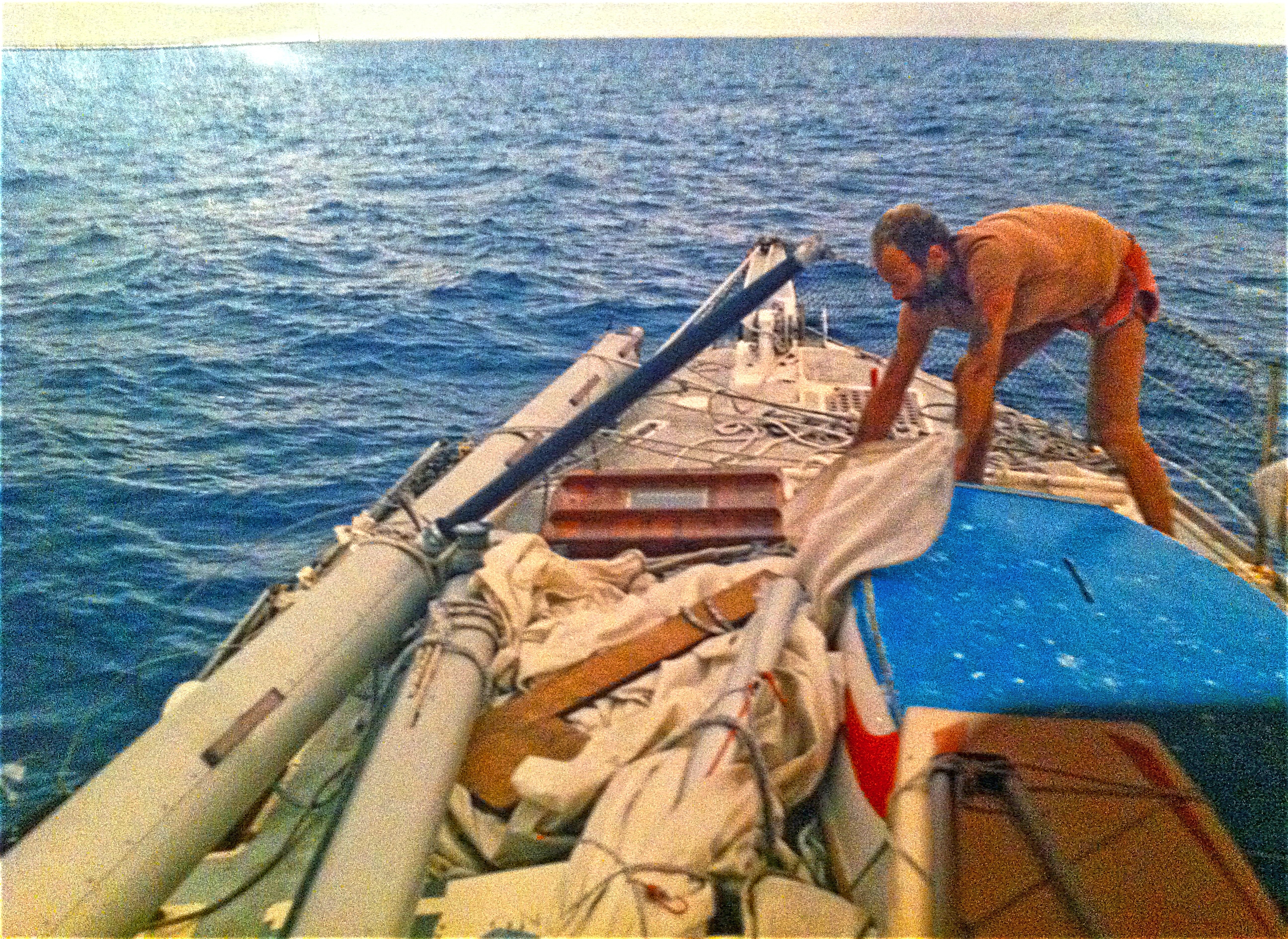 My father on the foredeck the morning after the dismasting.